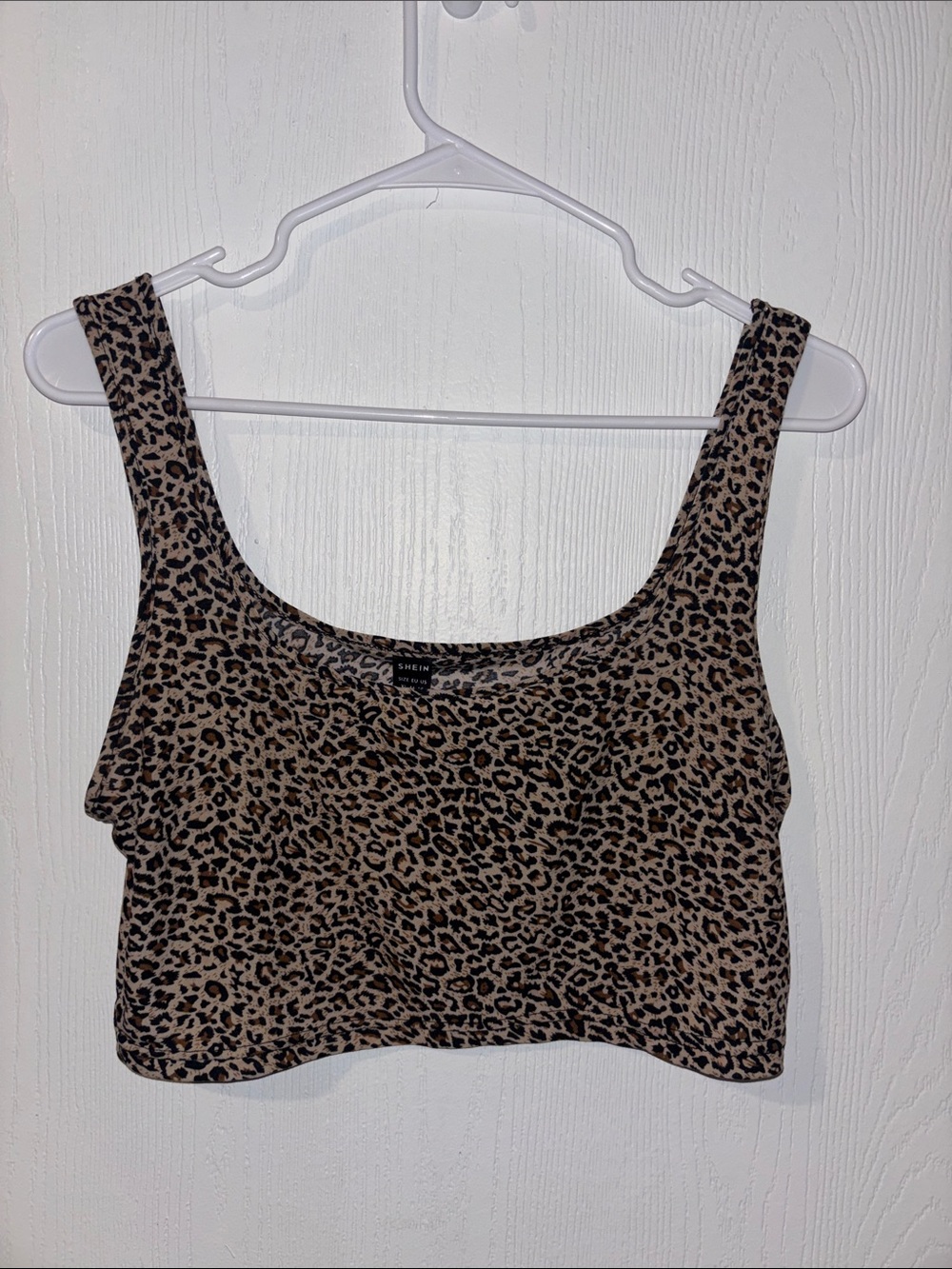 Shein Leopard Print Crop Tank Top - Brown/Black
